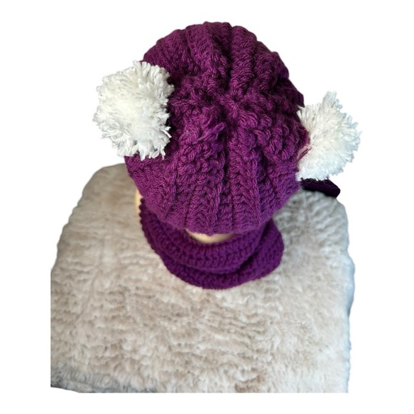 Handmade Bright Purple  Crochet Hat & Scarf Set – Cozy & Stylish - Picture 5 of 9